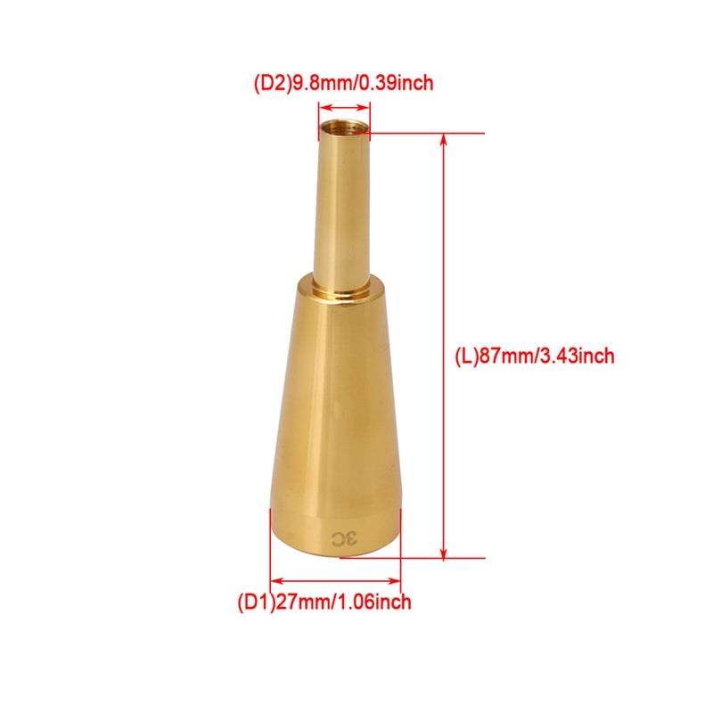 Mxfans 9.8mm Outer Diameter 3C Trumpet Mouthpiece Replacement Golden-Plated Musical Instrument Accessory - Image 4